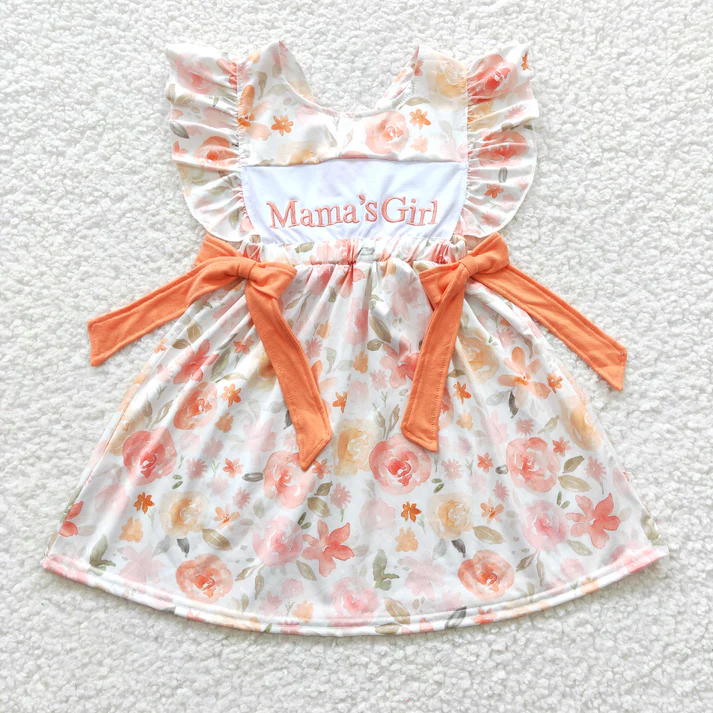 Mommy's Girl Orange Floral Dresses Rompers Clothes Sets