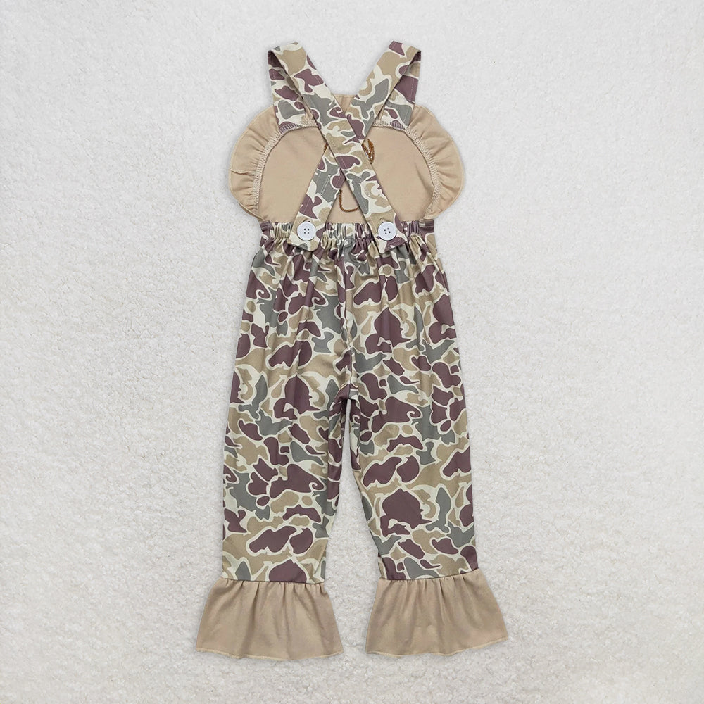SR1914 RTS NO MOQ Baby Girls Summer Jumpsuits Baby Girls Deer Ruffle Camo Pants Hunting Jumpsuits Rompers
