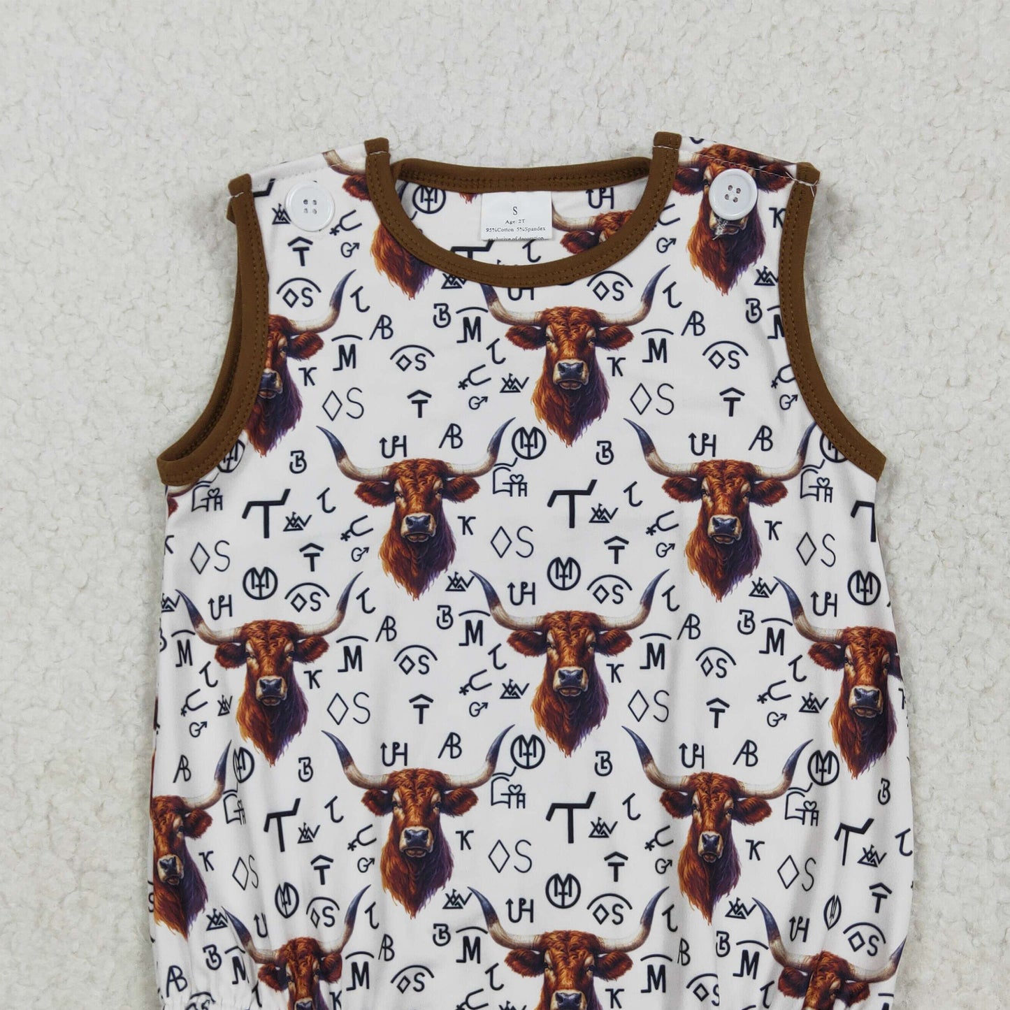 7.14 SR2699RTS NO MOQ Baby Boys Summer Rompers Baby Infant Boys Western Cow Branded Rompers