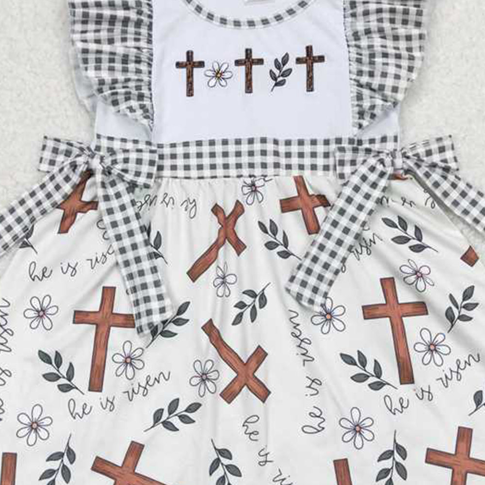 4.12 GSD0680 RTS NO MOQ Flutter sleeves cross floral girls easter dresses