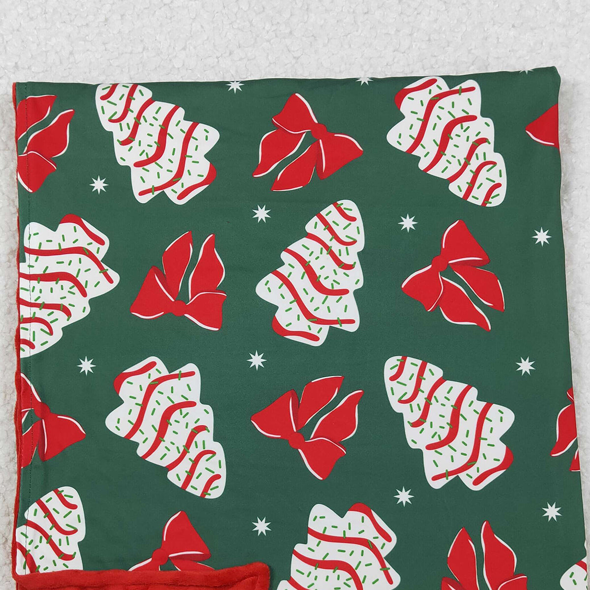 10.16 RTS NO MOQ (In stock)BL0172 Baby Toddler Children Christmas Tree Cake Bows Minky Blankets