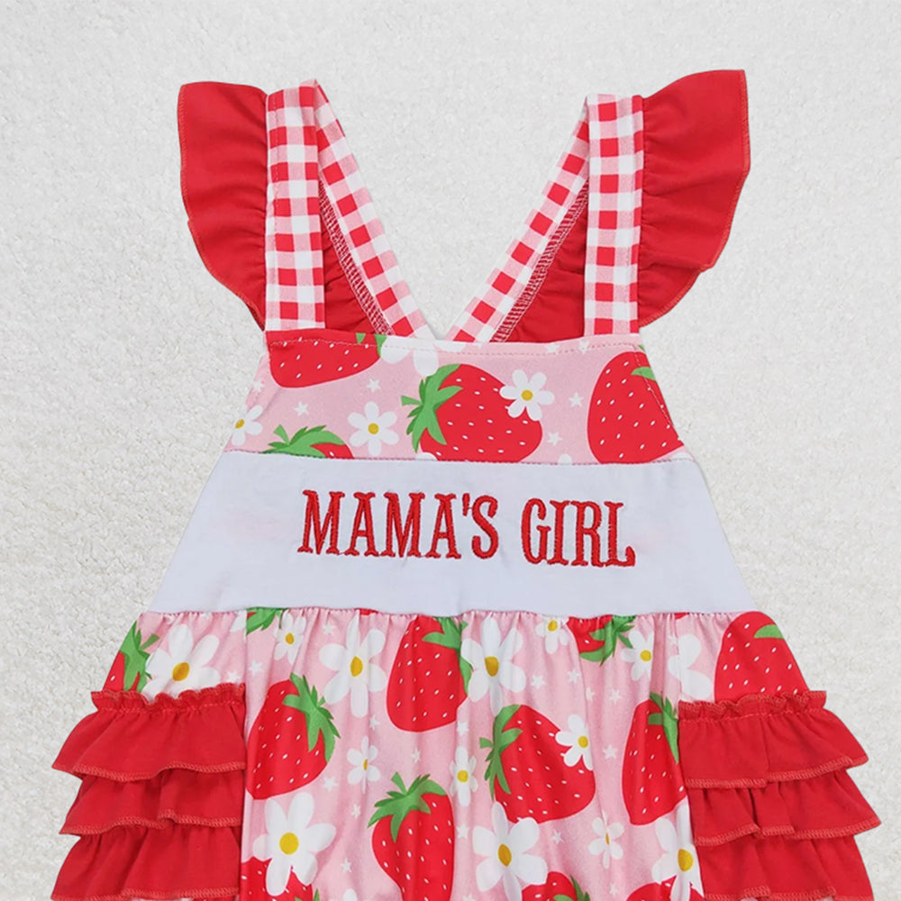 4.17 SR1269 RTS NO MOQ Baby Girls Summer Rompers Mama's girl strawberry floral baby romper