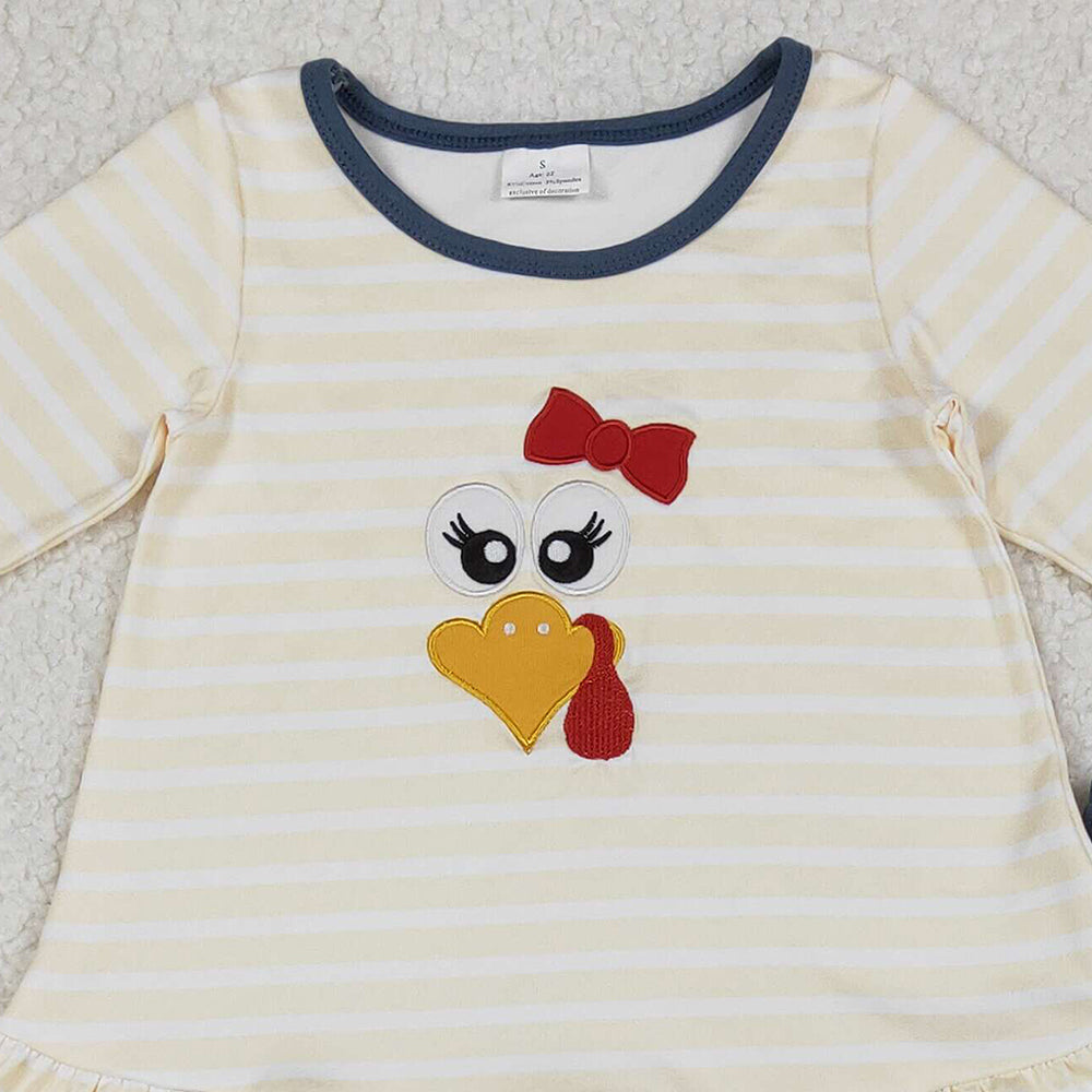 RTS NO MOQ (In stock)GLP2588 Baby Girls Winter Outfits Thanksgiving Turkey Tunic Ruffle Pants Sets