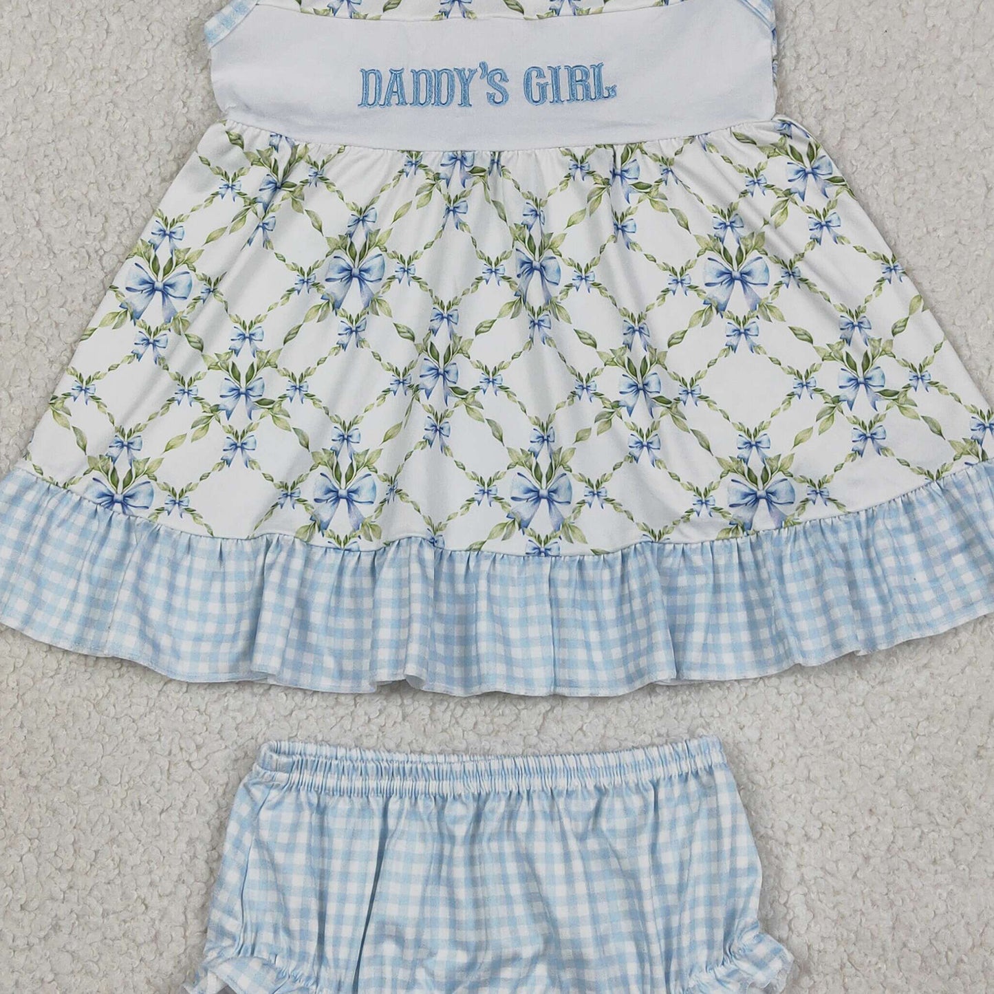 GBO0512 RTS NO MOQ (In stock)Sleeveless daddy's girl bow tunic bummies girls outfits