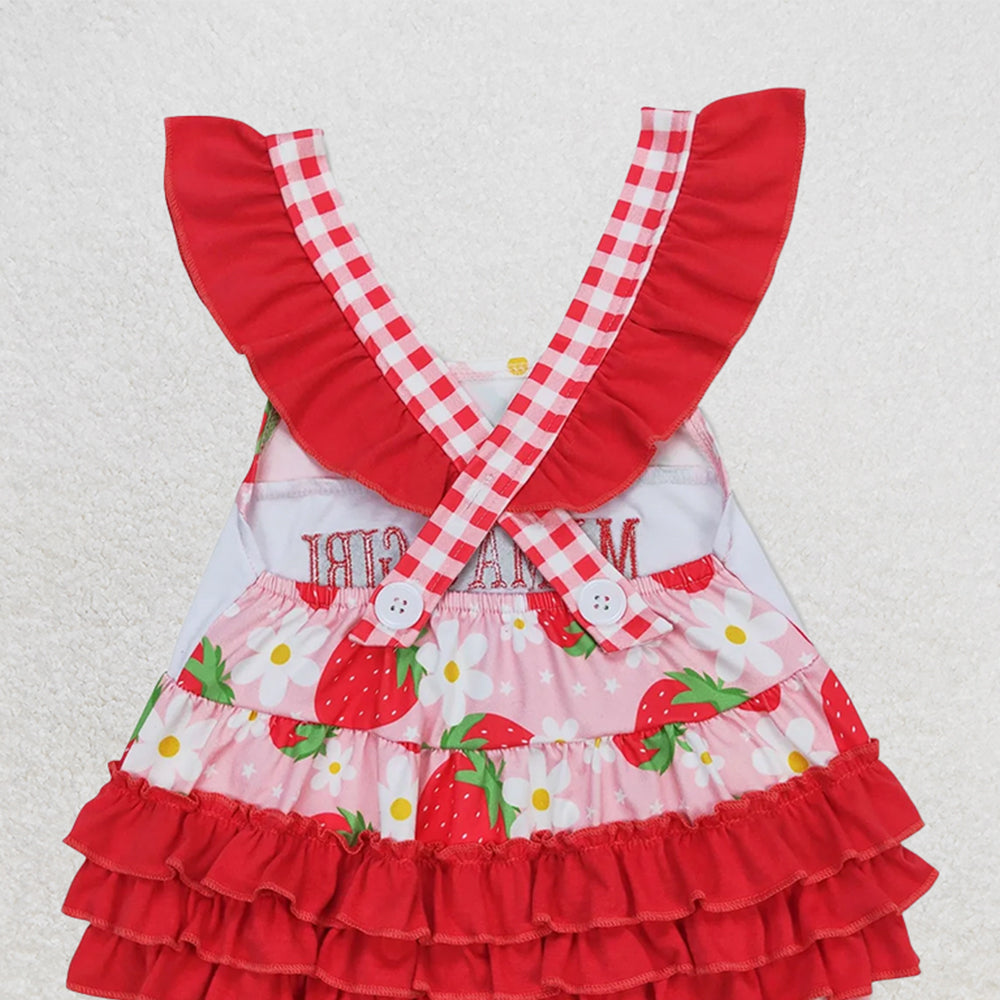 4.17 SR1269 RTS NO MOQ Baby Girls Summer Rompers Mama's girl strawberry floral baby romper