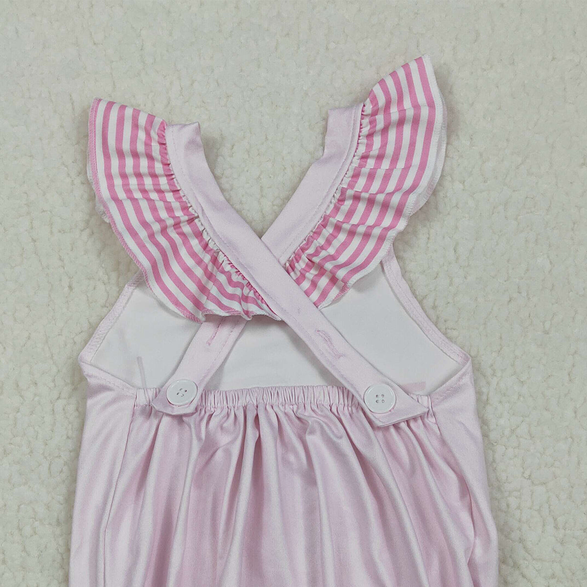 3.30 RTS NO MOQ (In stock)SR3780 Flutter sleeves best day ever chicken fries baby girl romper