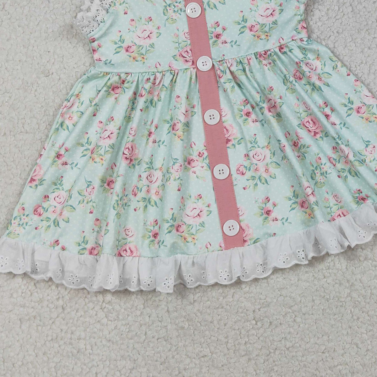 3.26 RTS NO MOQ (In stock)GSSO3036 Kids Clothing for Baby Girls Short Sleeve Colorful Flowers Button Tunic Ruffle Shorts Clothes Sets