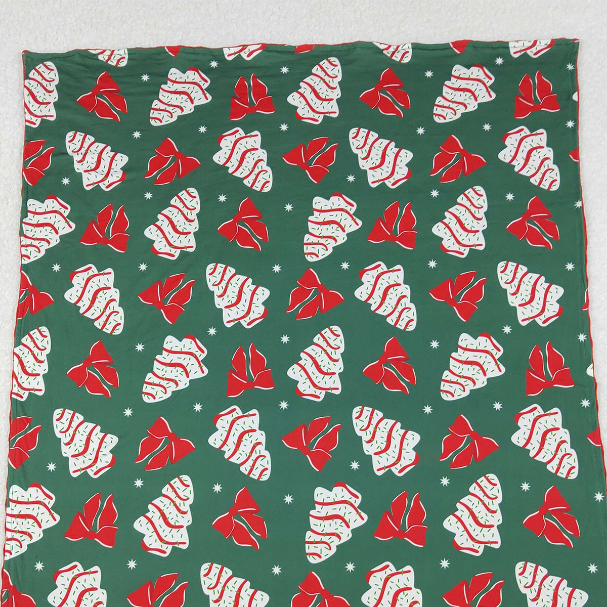 10.16 RTS NO MOQ (In stock)BL0172 Baby Toddler Children Christmas Tree Cake Bows Minky Blankets
