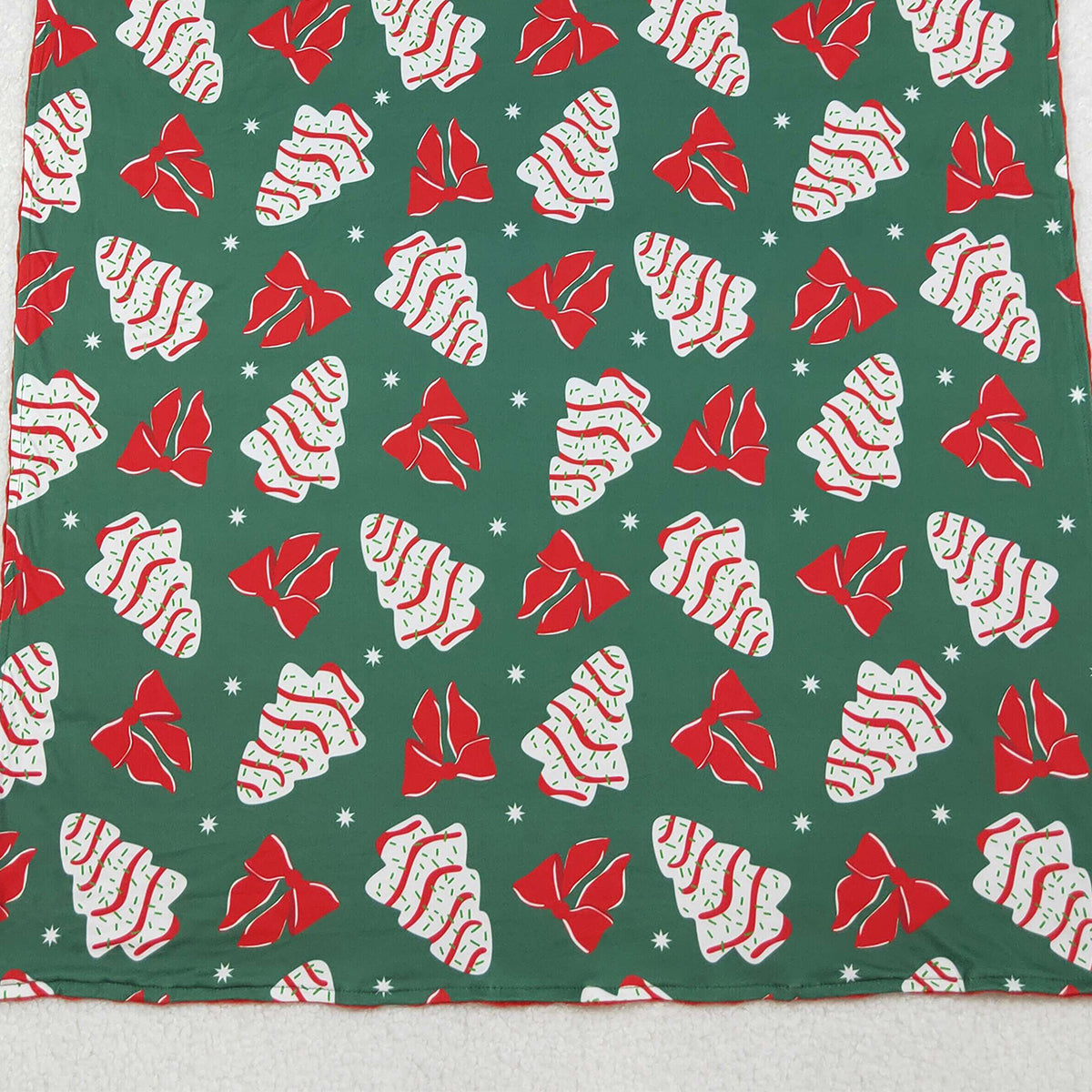 10.16 RTS NO MOQ (In stock)BL0172 Baby Toddler Children Christmas Tree Cake Bows Minky Blankets