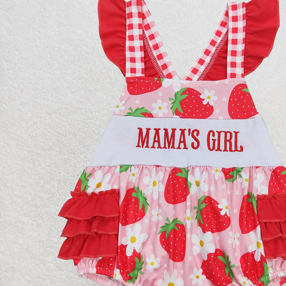 4.17 SR1269 RTS NO MOQ Baby Girls Summer Rompers Mama's girl strawberry floral baby romper