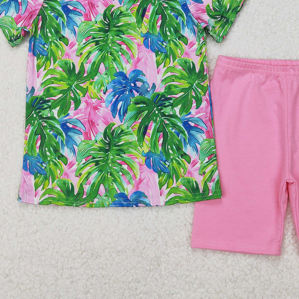 GSSO2211 New Rts No Moq 8-9 Days By Air Arrived it Short sleeves top pink shorts kids girls summer outfits