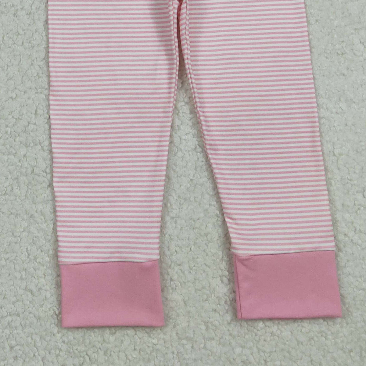 12.8 RTS NO MOQ (In stock)GSPO2117 Embroidery Rabbits Eggs Baby Girls Pink Stripe Top Pants Easter Pajamas Sets