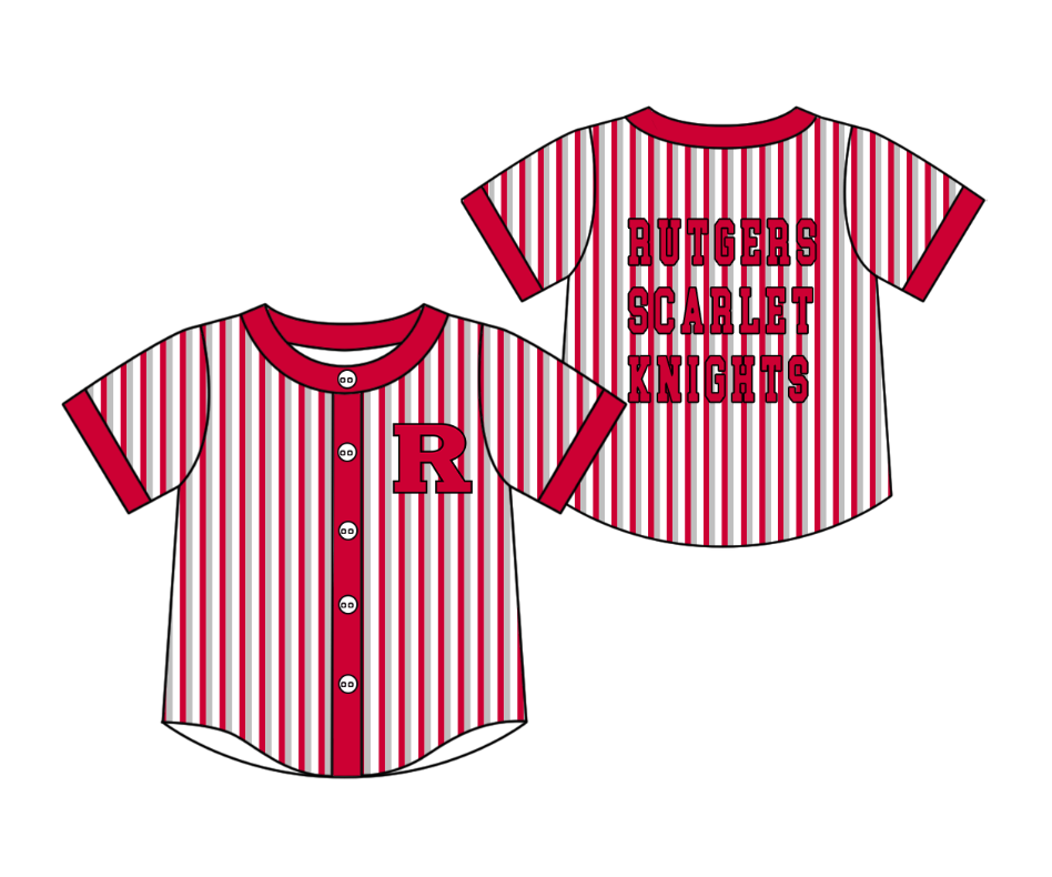 3.5 CUSTOM MOQ 5 Cute Kids Clothing Baby Kids Red R Gray Stripe Short Sleeve Team T-shirts Top