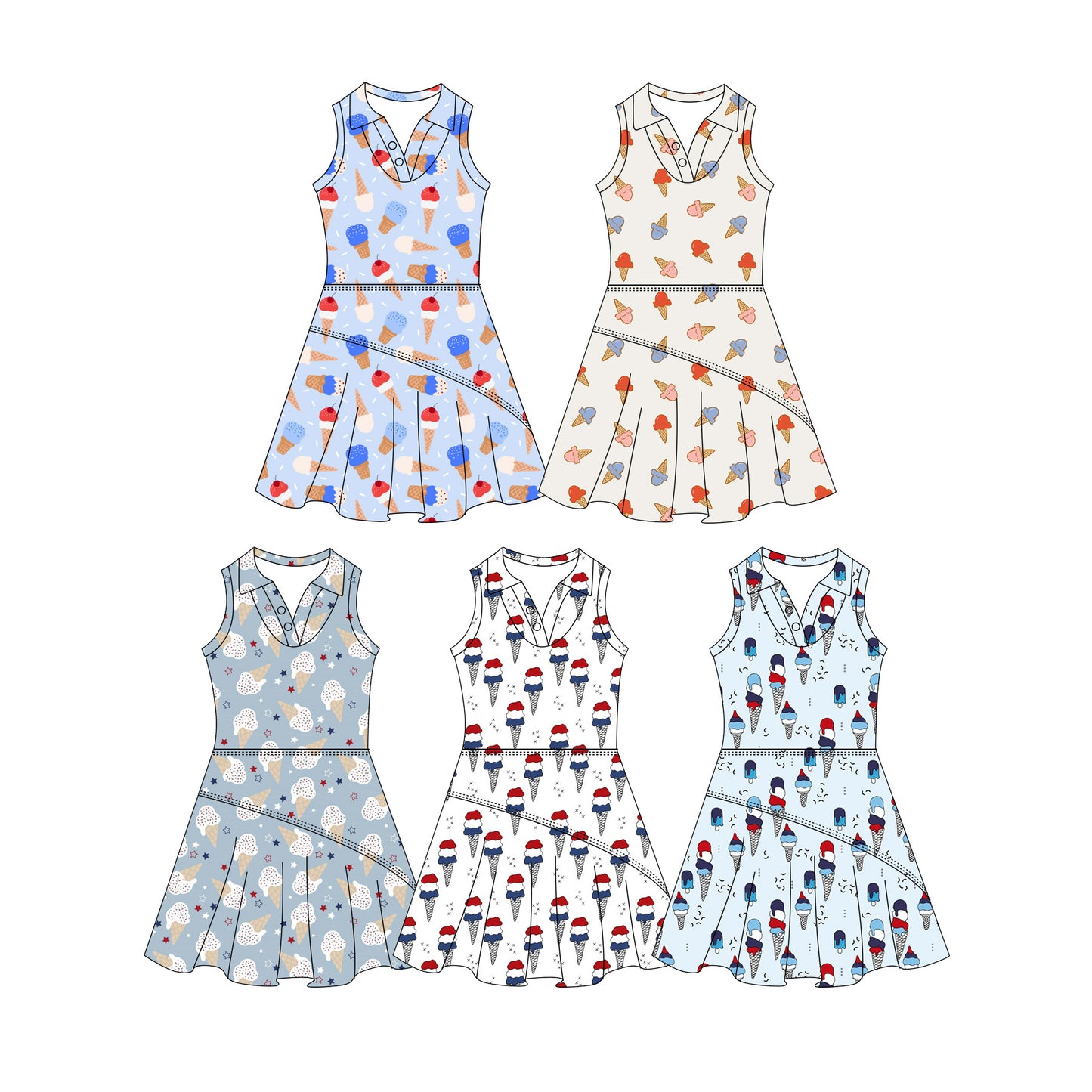 CUSTOM MOQ 5 Sibling Baby Girls Summer sleeveless Yoga Activewear Knee length Dresses
