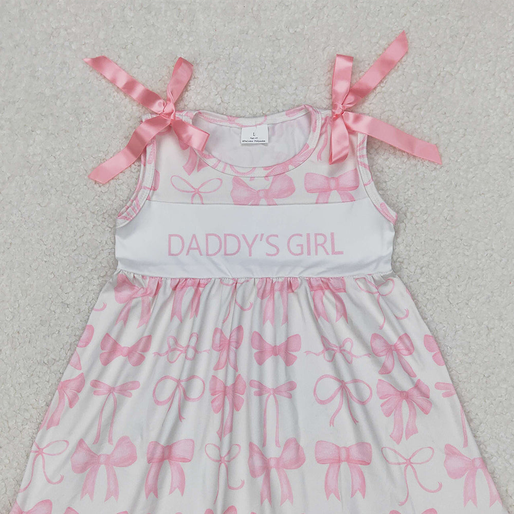5.28 GSD2080 RTS NO MOQ Baby Girls Summer Dress Pink ruffle sleeveless daddy's girl bow baby kids dress