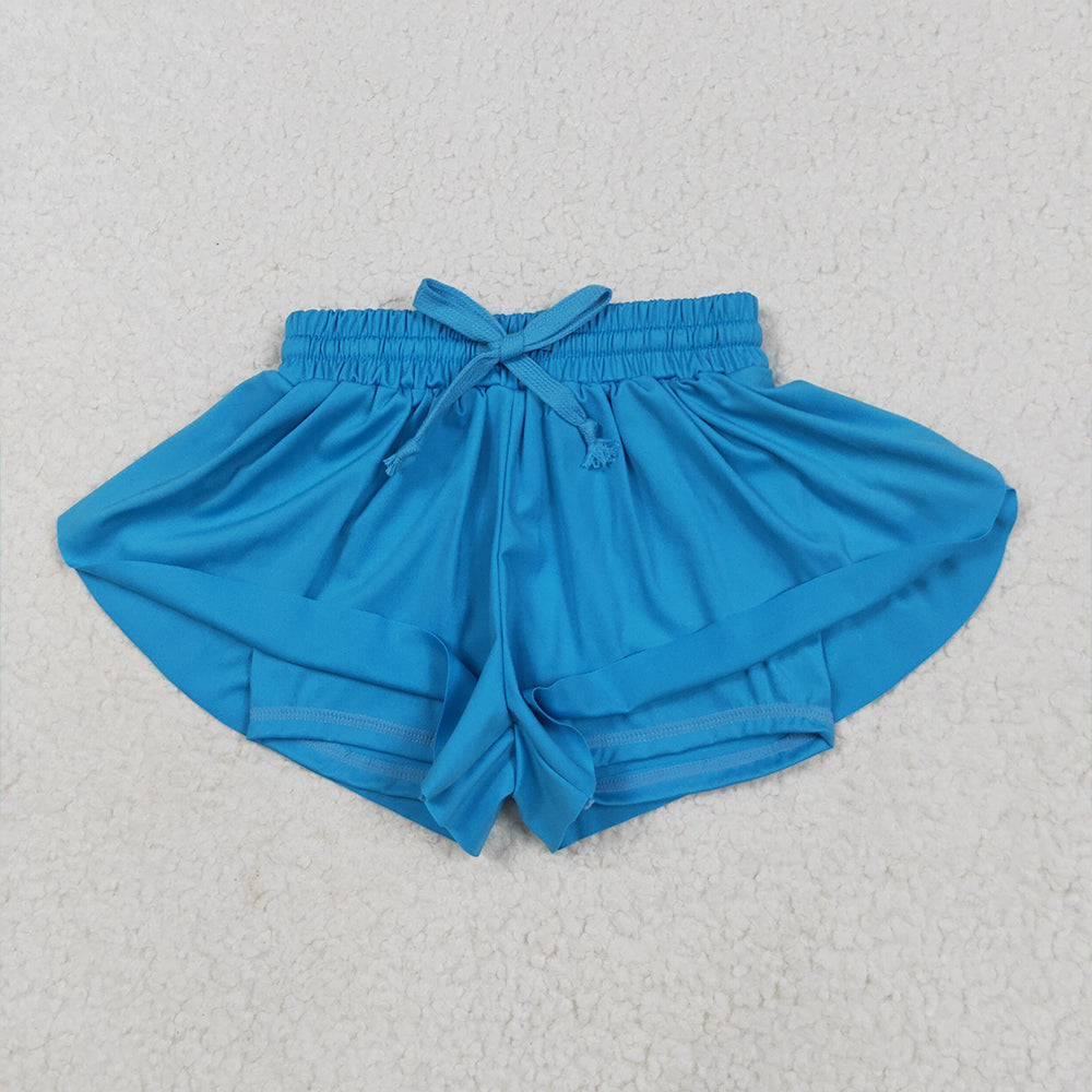 8.11 SS0549 RTS NO MOQ Baby Girls Summer Yoga Shorts Baby Girls Blue Yoga Skort Shorts Bottoms