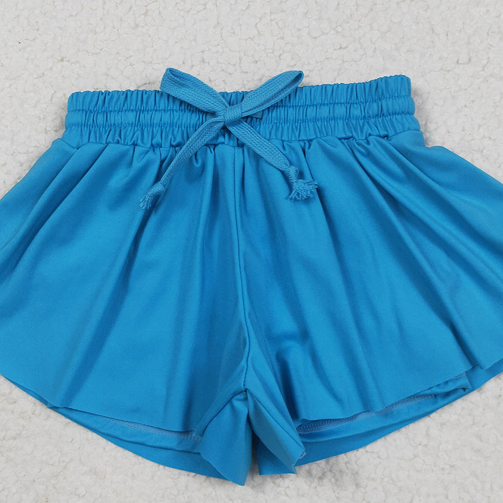 8.11 SS0549 RTS NO MOQ Baby Girls Summer Yoga Shorts Baby Girls Blue Yoga Skort Shorts Bottoms