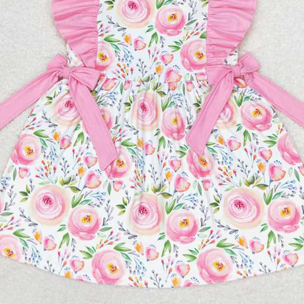 4.25 GSD1070 RTS NO MOQ Pink ruffle sleeves floral kids girls spring dress