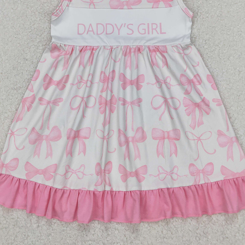 5.28 GSD2080 RTS NO MOQ Baby Girls Summer Dress Pink ruffle sleeveless daddy's girl bow baby kids dress