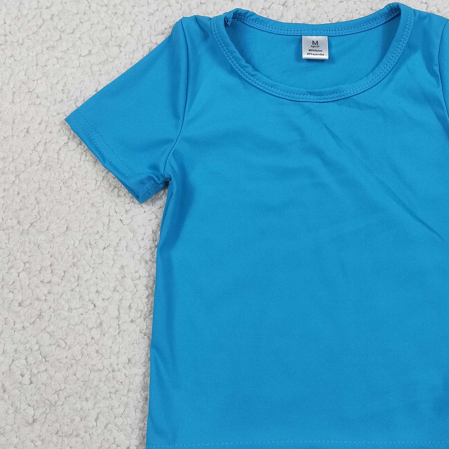 GT1639 RTS NO MOQ (In stock)Short sleeves blue kids girls summer yoga active top