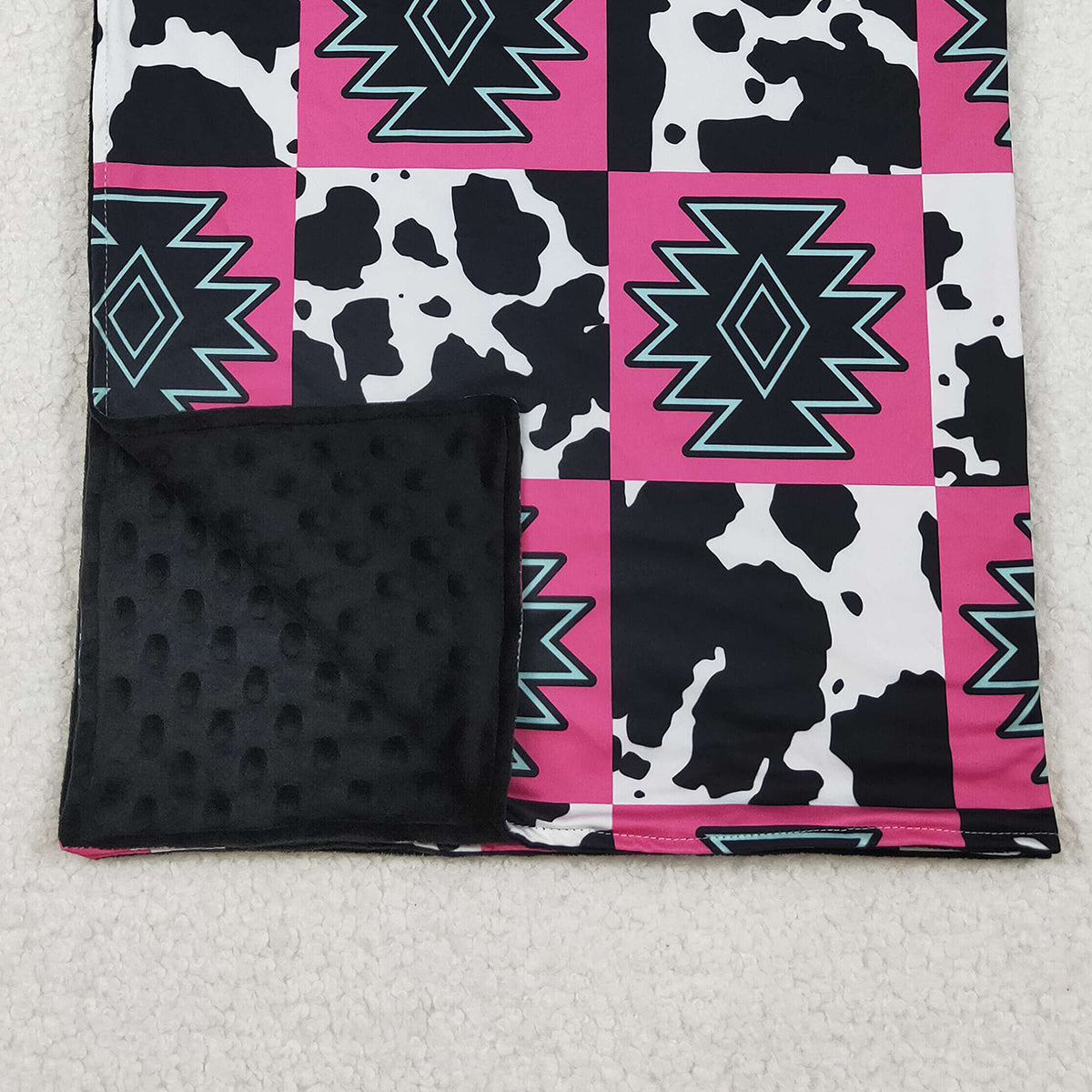 10.16 RTS NO MOQ (In stock)BL0178 Baby Toddler Children Western Aztec Minky Blankets