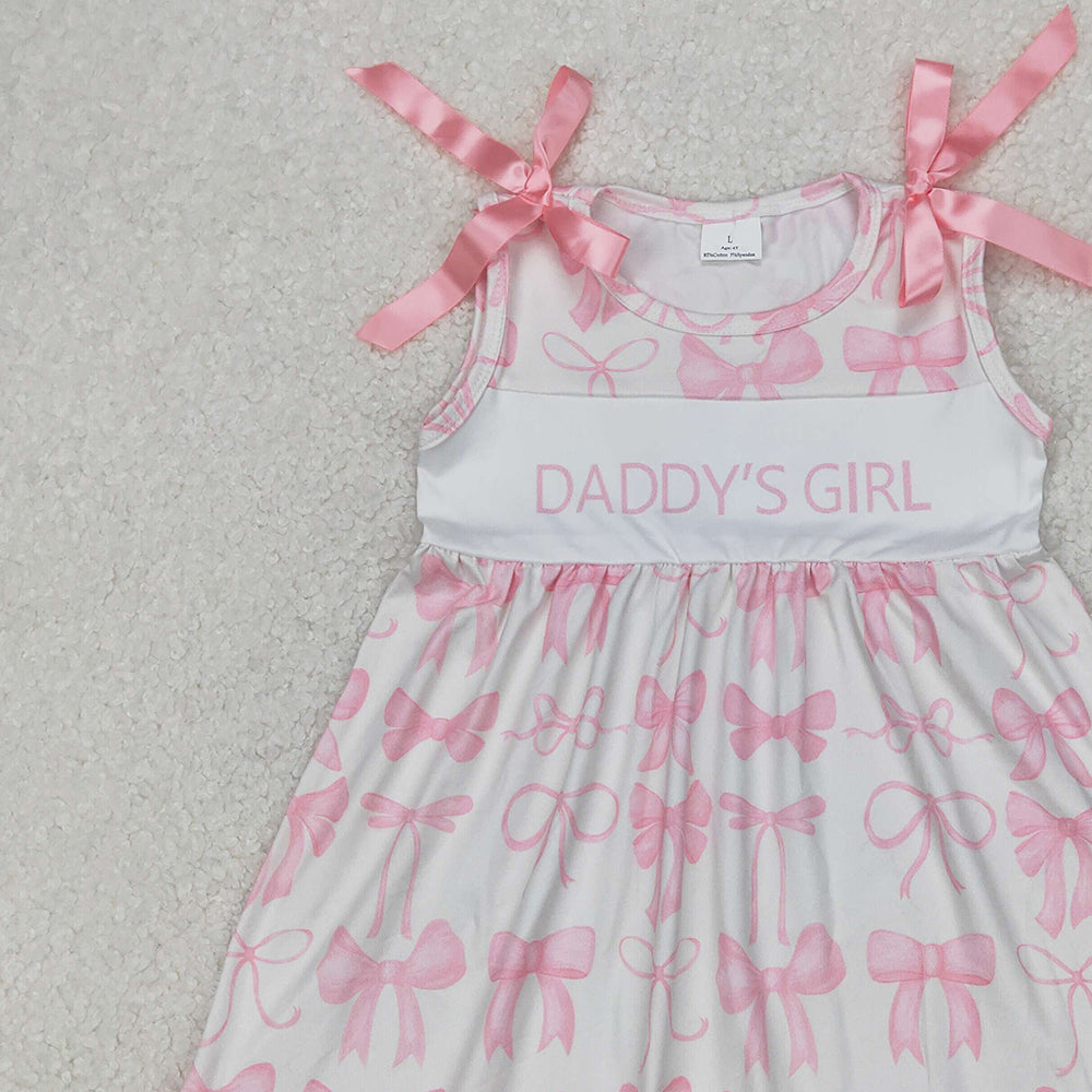 5.28 GSD2080 RTS NO MOQ Baby Girls Summer Dress Pink ruffle sleeveless daddy's girl bow baby kids dress
