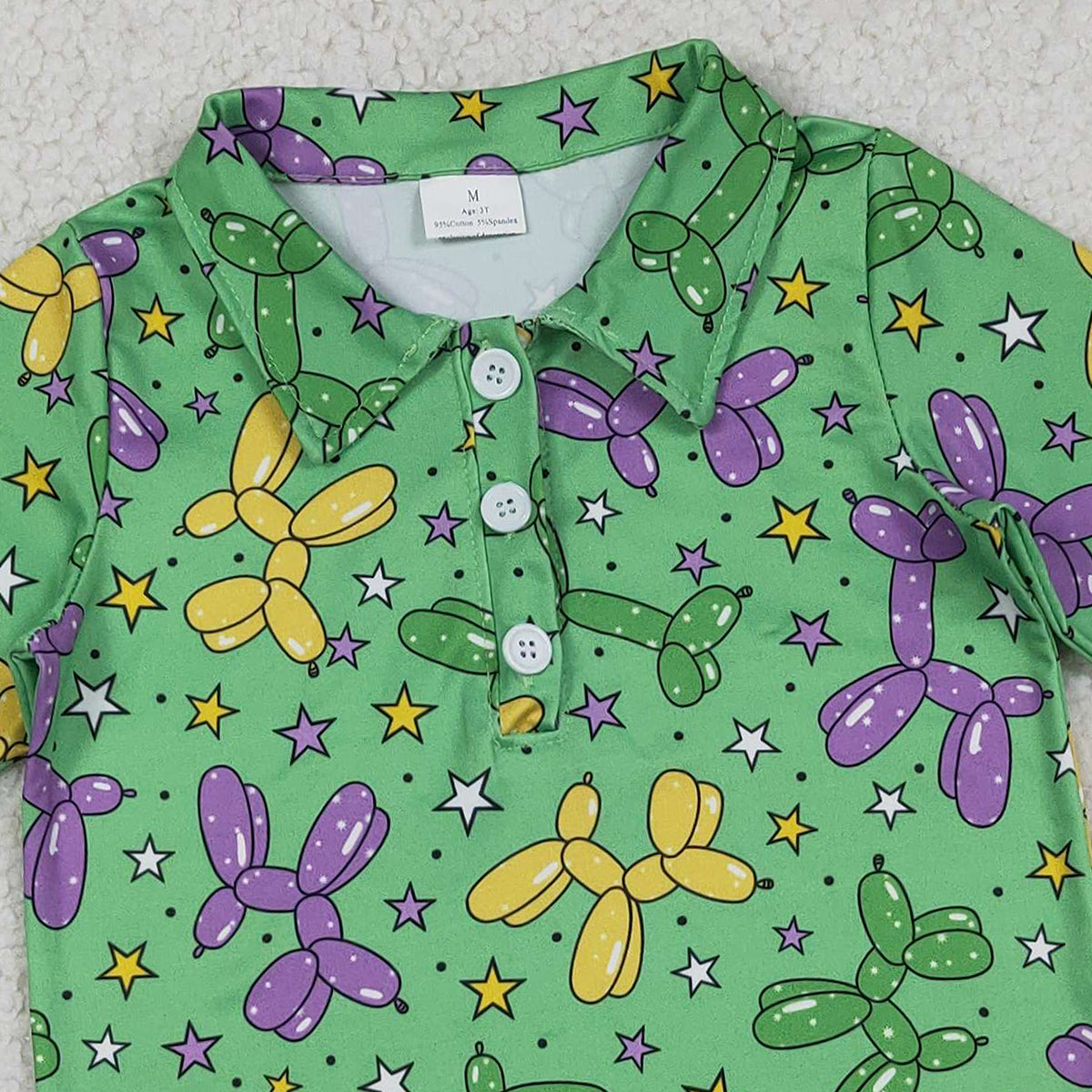 1.9 RTS NO MOQ (In stock)BT1389 Baby Boys Long Sleeve Stars Dogs Mardigras Polo Shirts Top