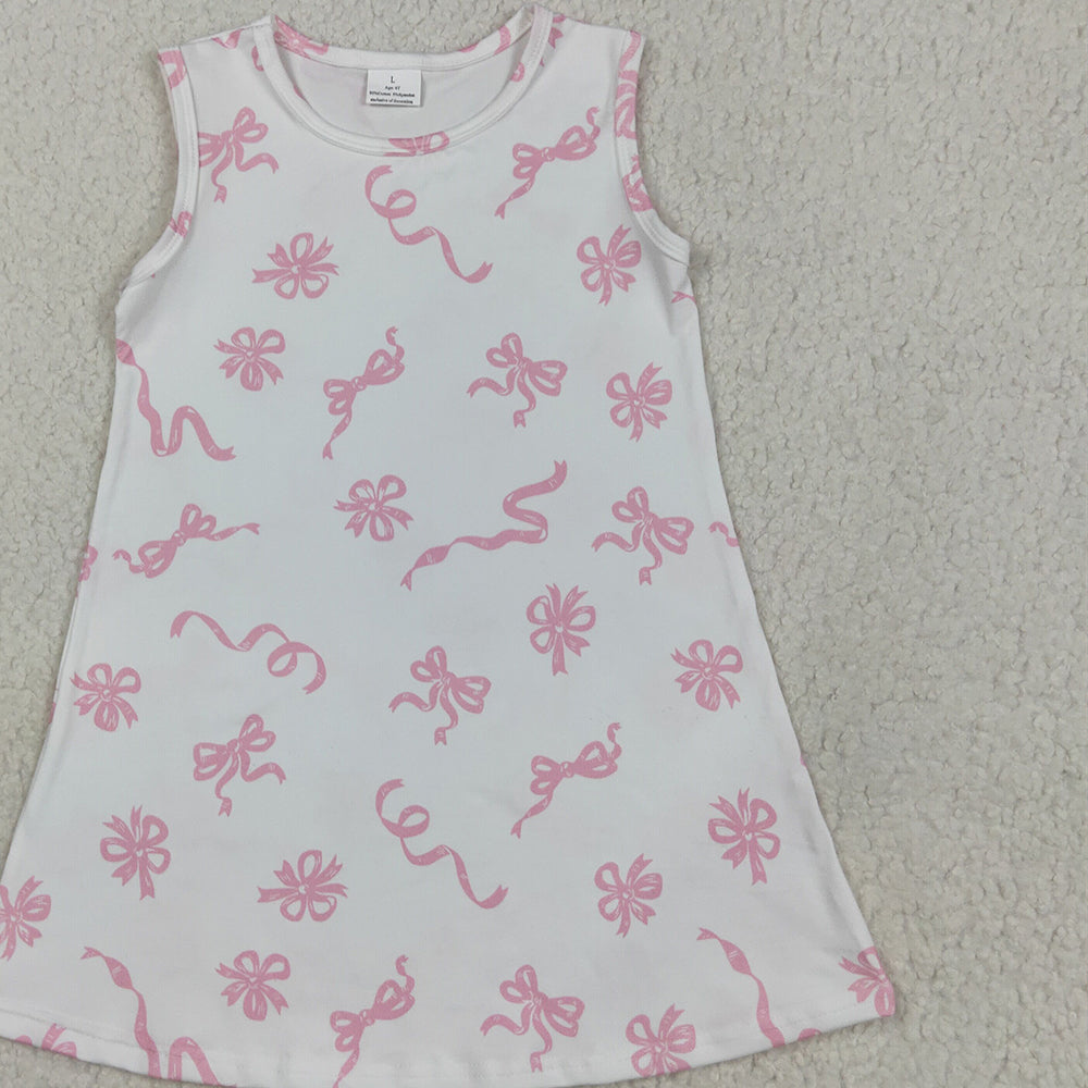 GSD2083RTS NO MOQ Baby Girls Summer Dress Baby Girls’ Adorable Sleeveless Pink Bow Summer Dresses
