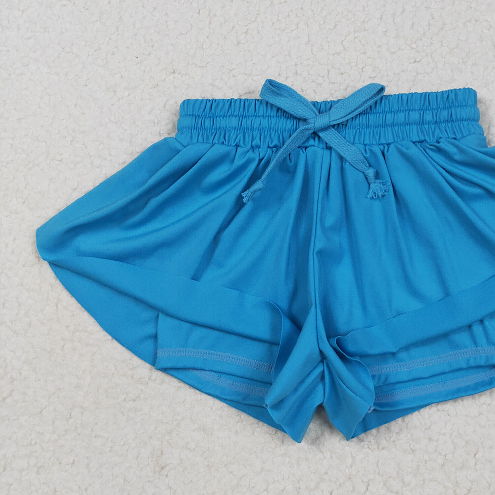 8.11 SS0549 RTS NO MOQ Baby Girls Summer Yoga Shorts Baby Girls Blue Yoga Skort Shorts Bottoms