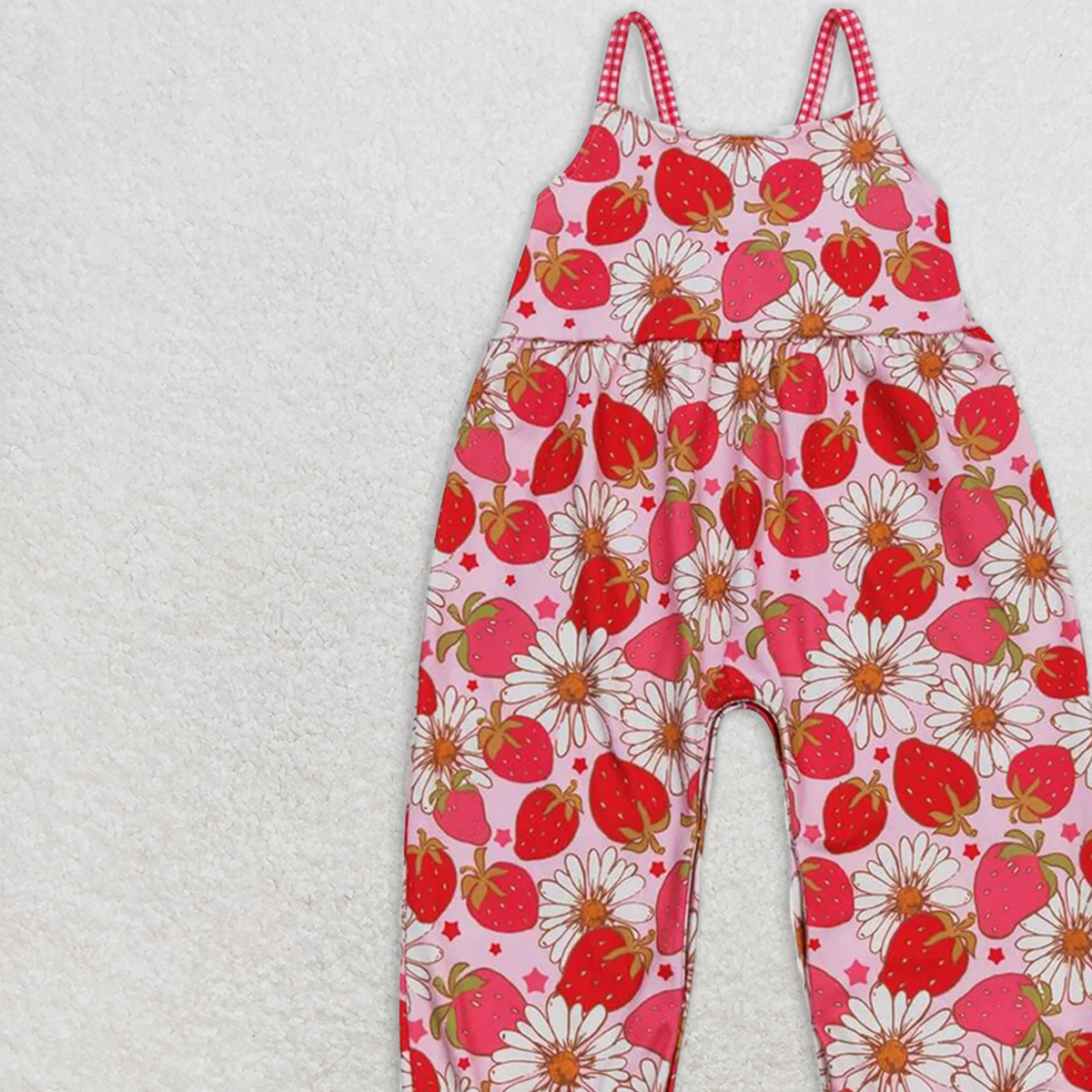 SR0887 RTS NO MOQ Baby Girls Summer Rompers Strawberry Flower Sleeveless Jumpsuit