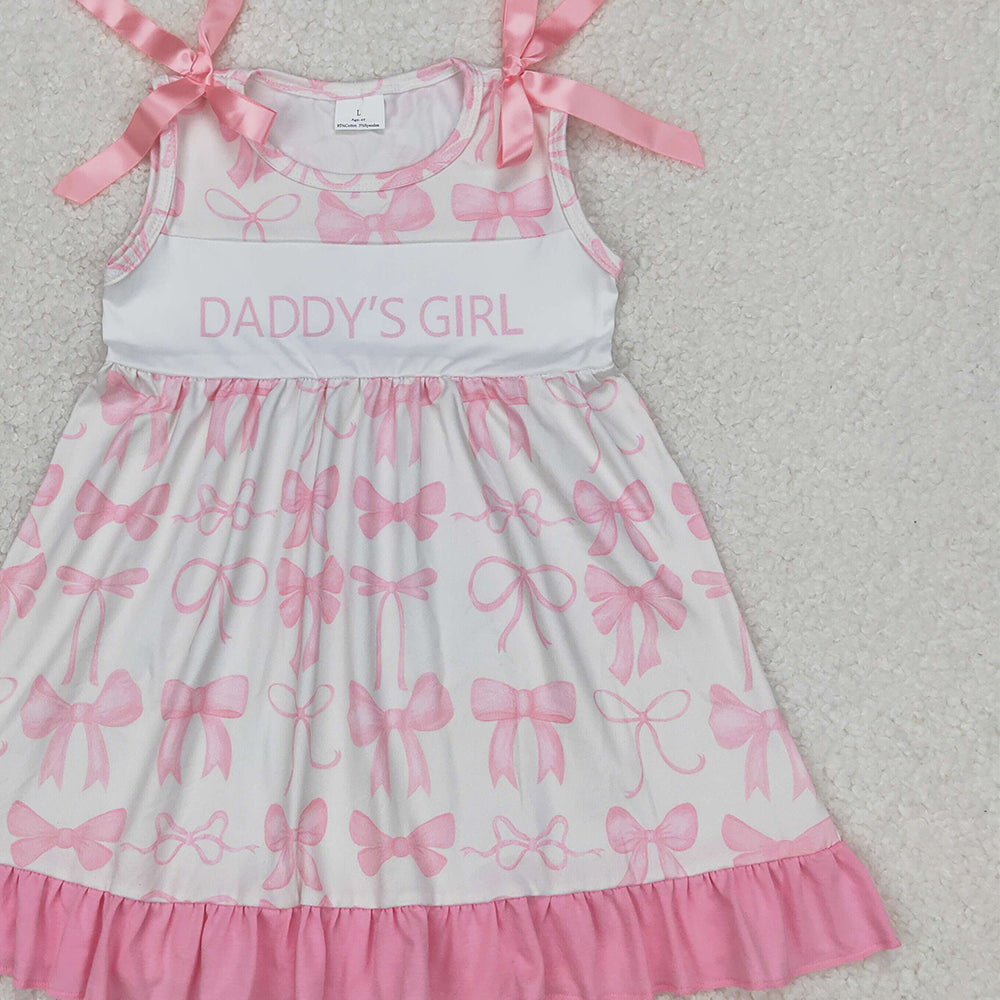 5.28 GSD2080 RTS NO MOQ Baby Girls Summer Dress Pink ruffle sleeveless daddy's girl bow baby kids dress