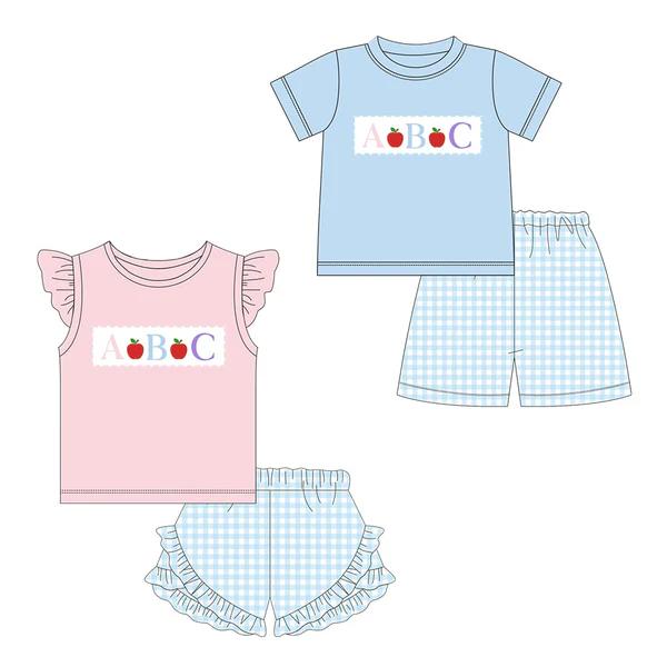 Baby Boys Back to School ABC Printed Shirt Top Shorts Set Cute Pre-K Kindergarten Clothes Outfit for Little Ones