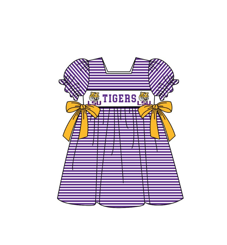 CUSTOM MOQ 5 Sibling Baby Kids Purple Stripe Top Ruffles Shorts Clothes Set Knee Length Dress Rompers
