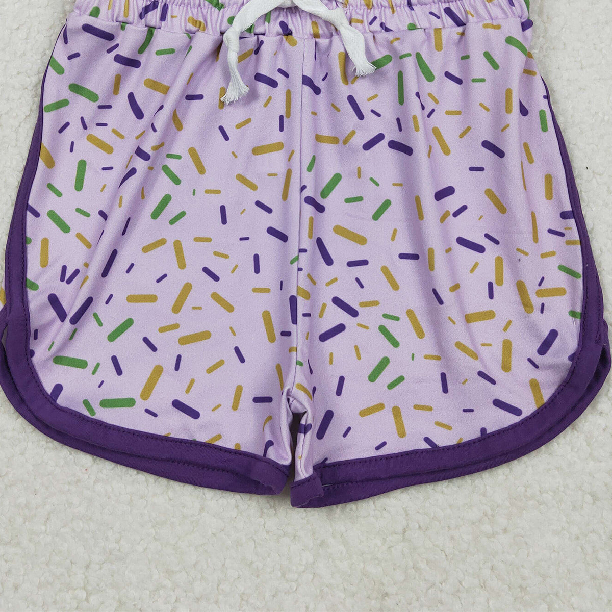 10.28 RTS NO MOQ (In stock)SS0656 Baby Girls Mardigras Sprinkles Team Shorts Bottom