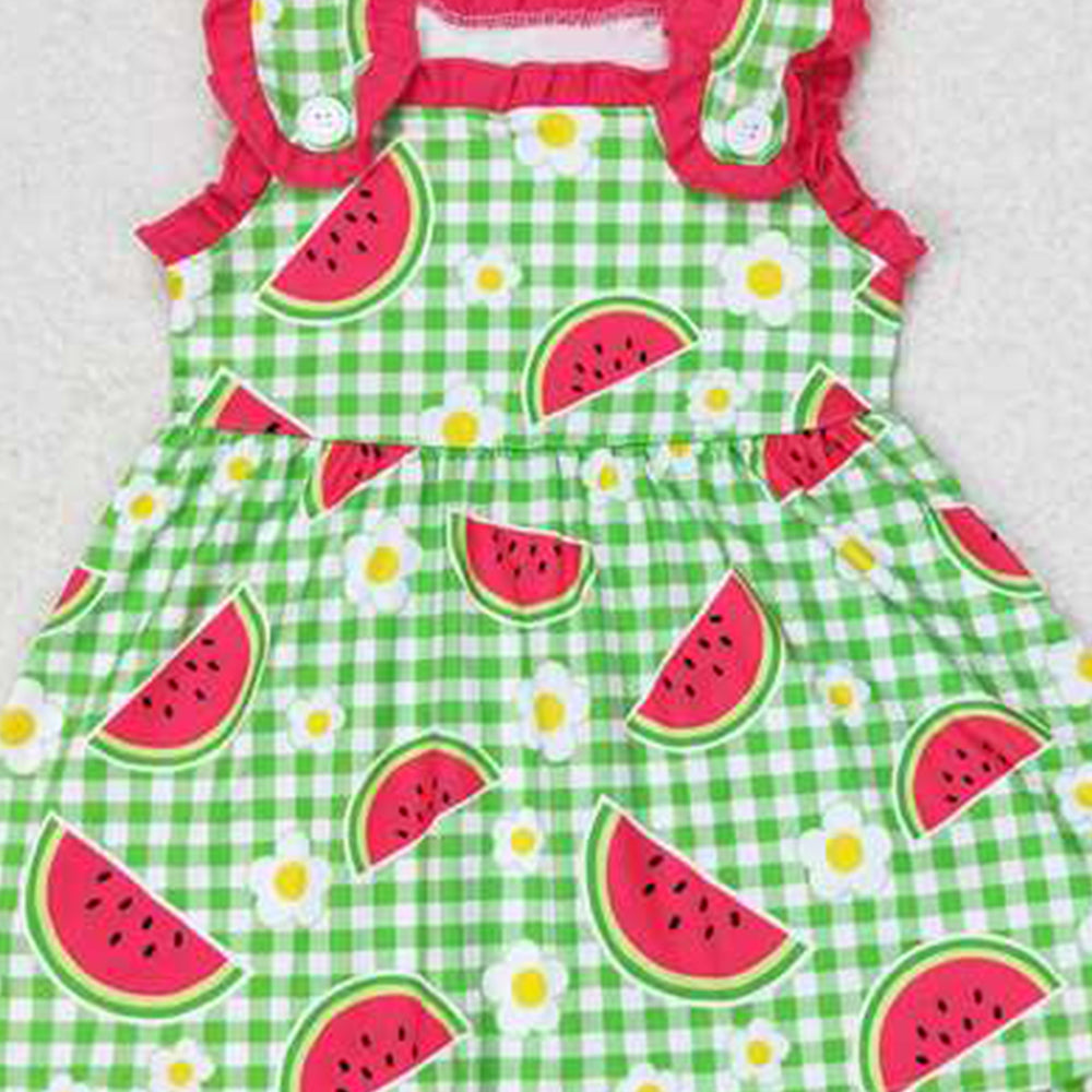 4.25 GSSO0701 RTS NO MOQ Plaid watermelon tunic shorts girls summer clothing
