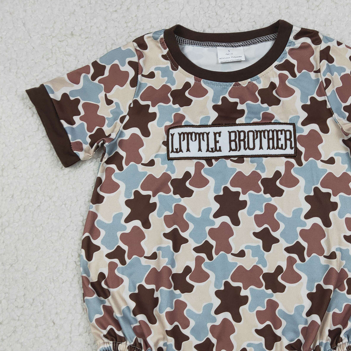 4.13 SR3986 RTS NO MOQ (In stock)Little brother embroidery camo baby boy romper