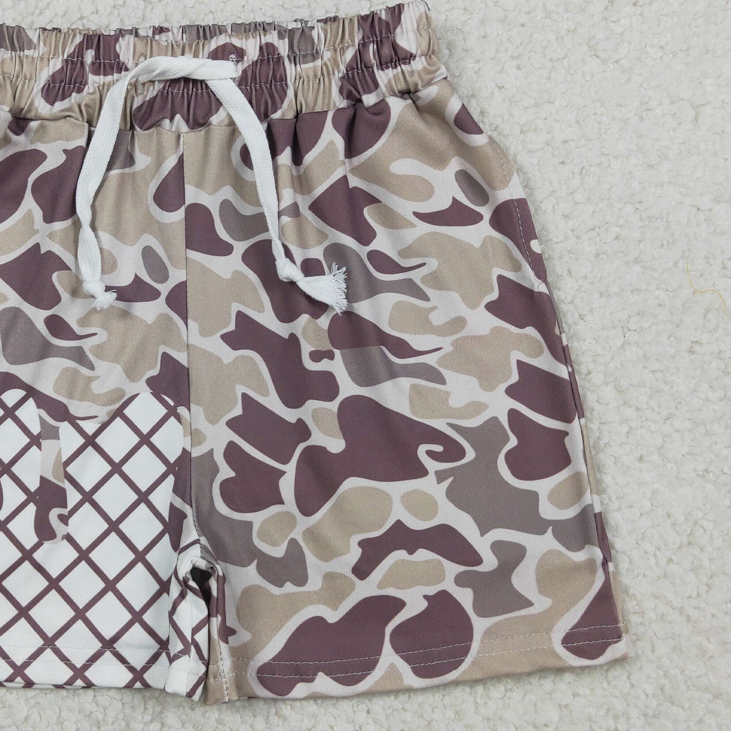 SS0648 RTS NO MOQ (In stock)Baby Boys Dark Grey Camo Drip Team Shorts Bottom