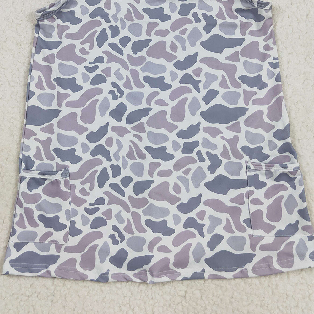 USA Shop (in stock)GSD2723 Baby Girls Winter Dress Baby Girls Strap Light Gray Camo Shorts Inside Pockets Yoga Dresses
