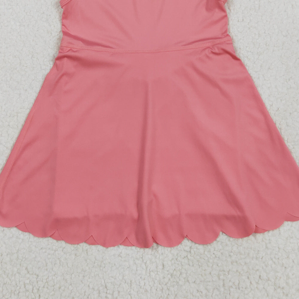7.03 GSD2371RTS NO MOQ Baby Girls Summer Yoga Dress Baby Girls Pink Sleeveless Yoga Knee Length Dresses