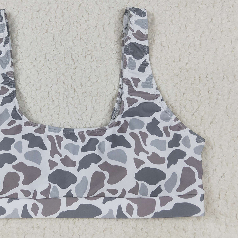 8.14 USA Shop (in stock)S0556RTS Adult Women's Swimsuit Adult Women Light Grey Camo Bra Swim Top