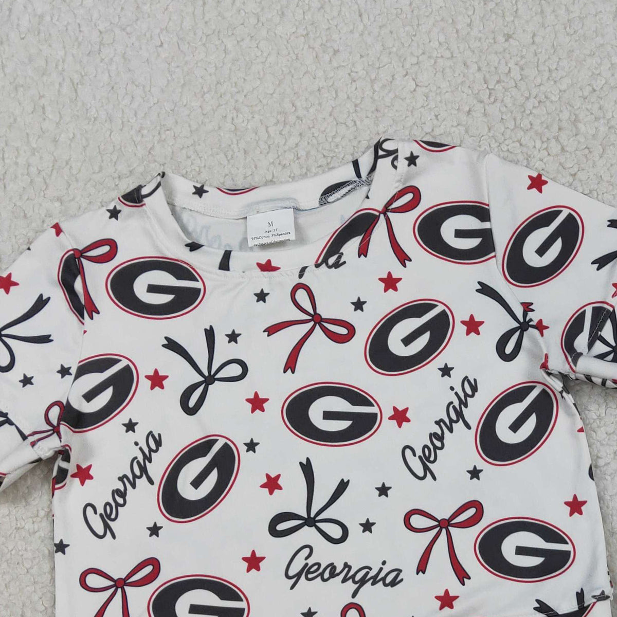 3.30 RTS NO MOQ (In stock)GSSO3250 Short sleeves G stars bow scallop girls team outfits