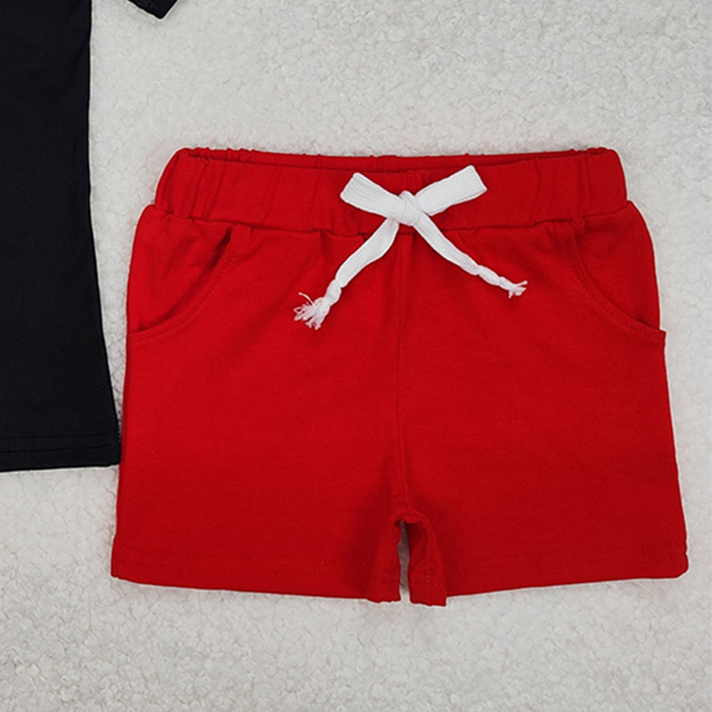 BSSO1318 New Rts No Moq 8-9 Days By Air Arrived it Black busy ballin baseball top red shorts boys clothes