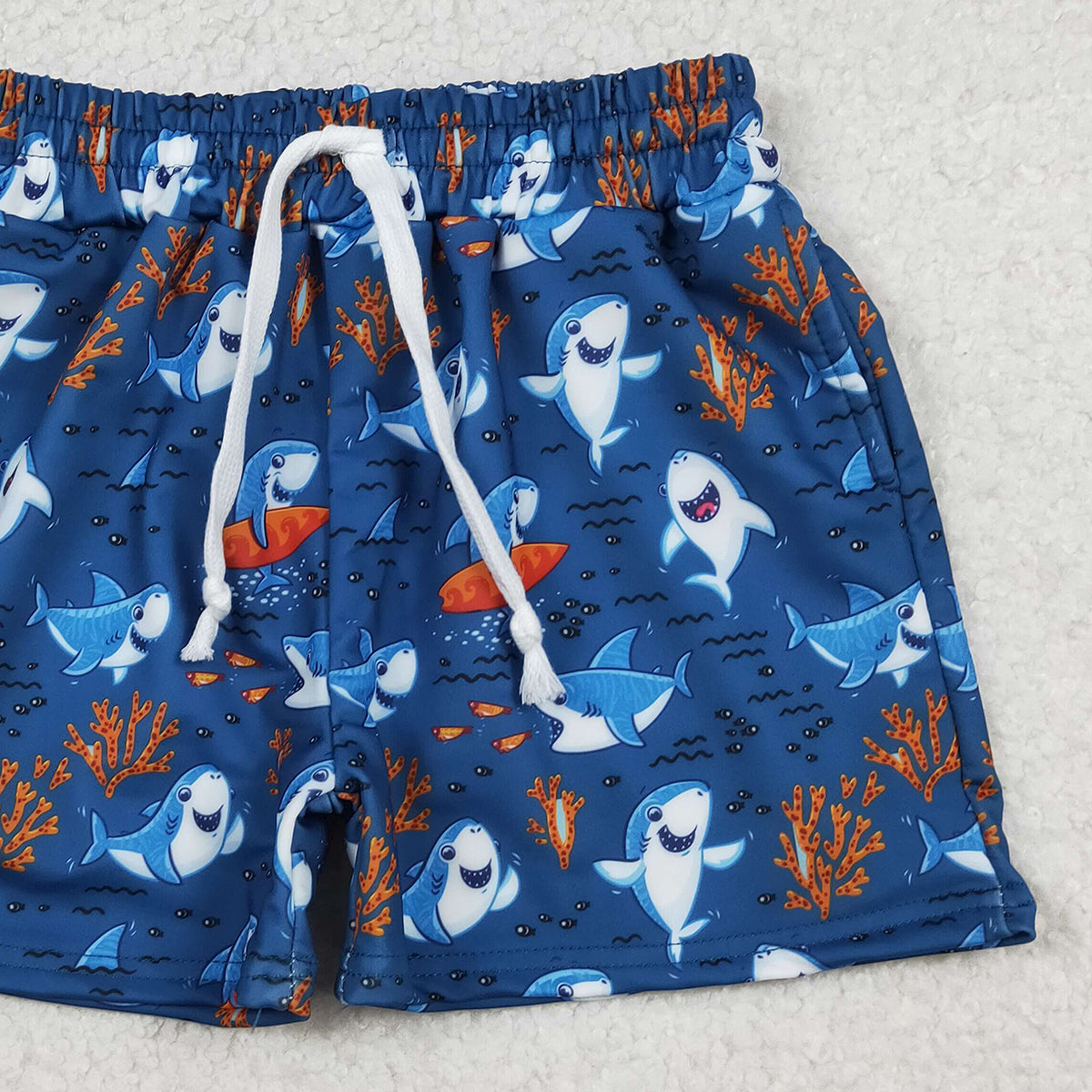 12.23 RTS NO MOQ (In stock)S0588 Baby Boys Summer Shorts Baby Boys Sea World Sharks Swimming Trunks Bottom