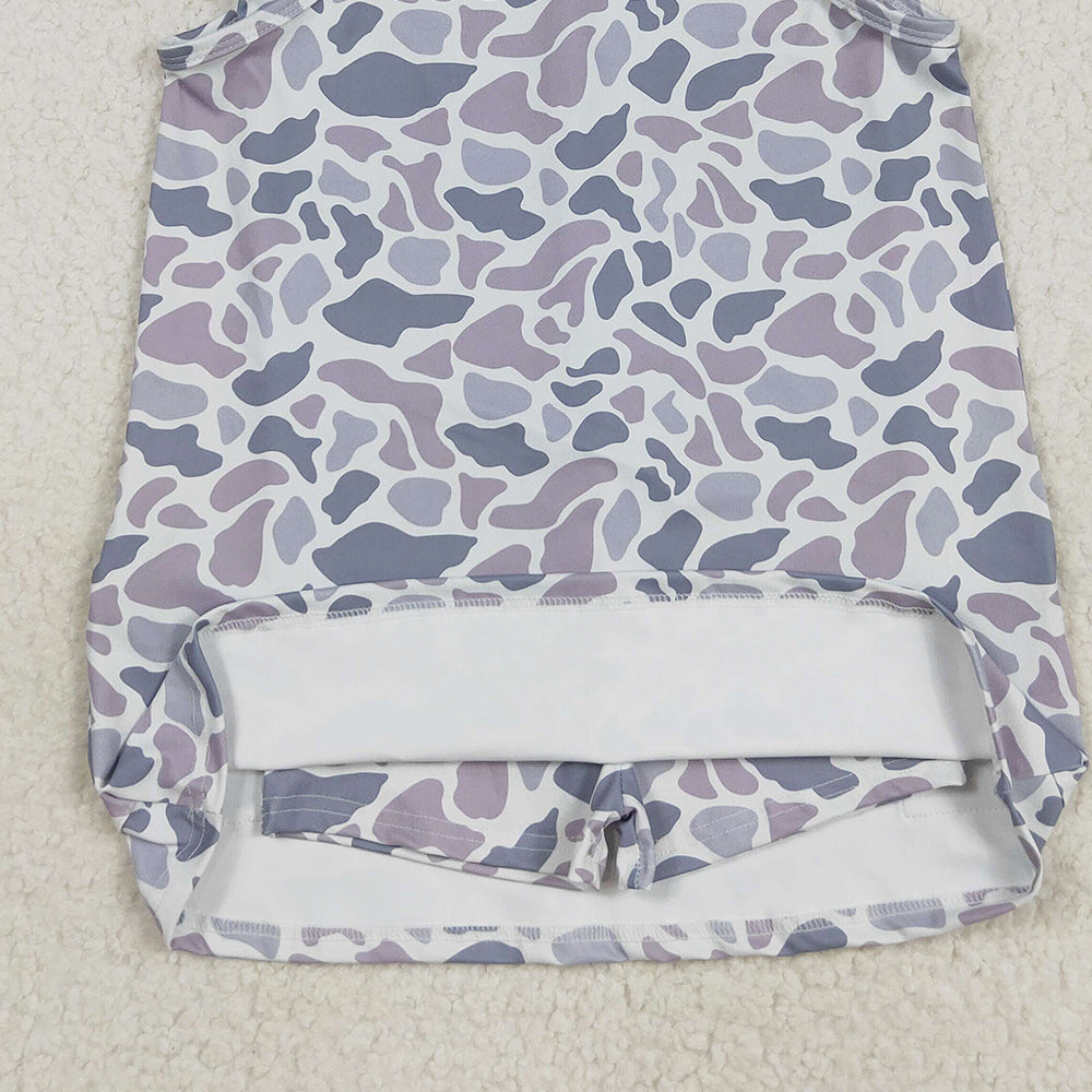 USA Shop (in stock)GSD2723 Baby Girls Winter Dress Baby Girls Strap Light Gray Camo Shorts Inside Pockets Yoga Dresses