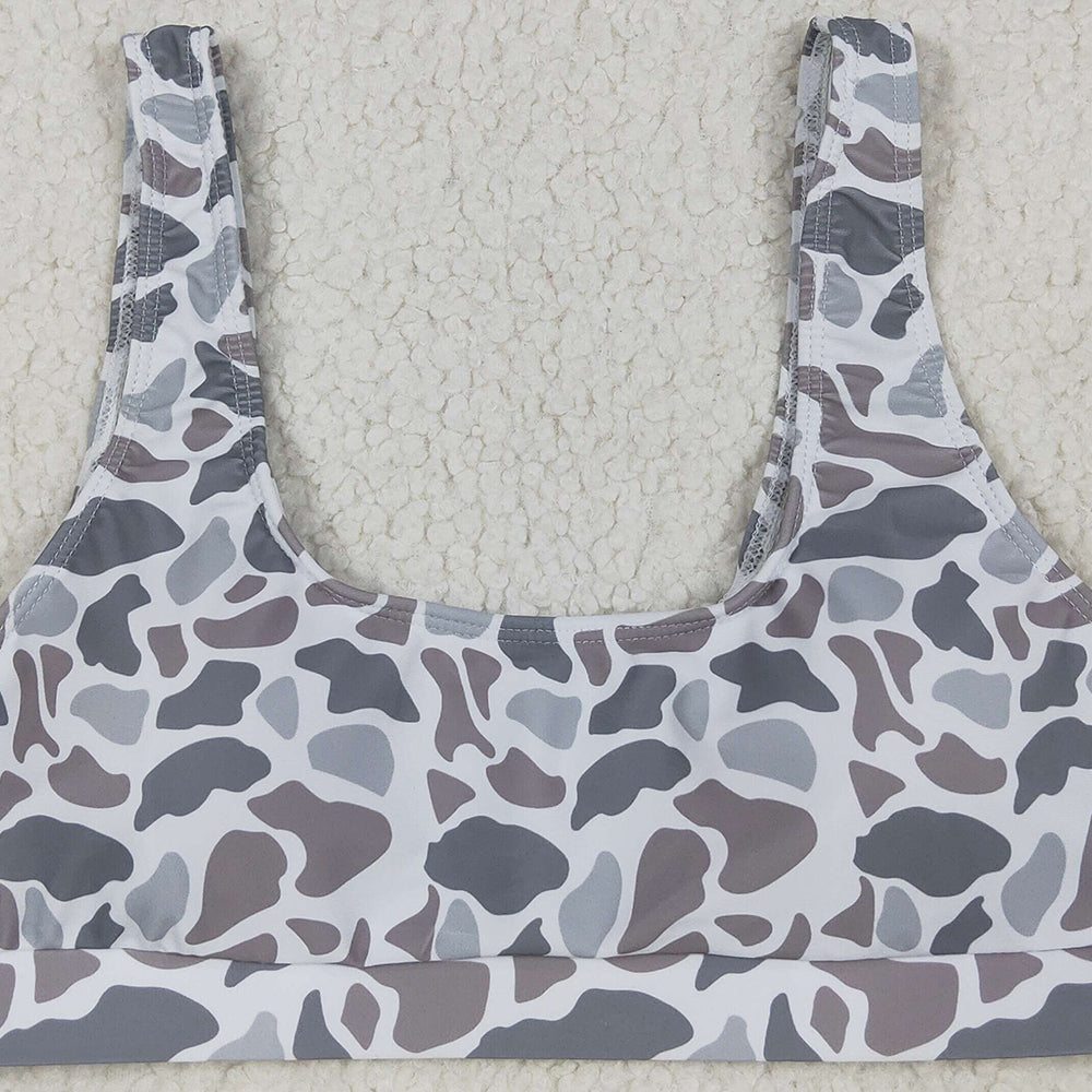 8.14 USA Shop (in stock)S0556RTS Adult Women's Swimsuit Adult Women Light Grey Camo Bra Swim Top