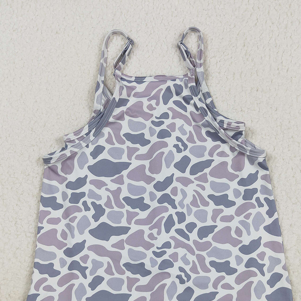 USA Shop (in stock)GSD2723 Baby Girls Winter Dress Baby Girls Strap Light Gray Camo Shorts Inside Pockets Yoga Dresses