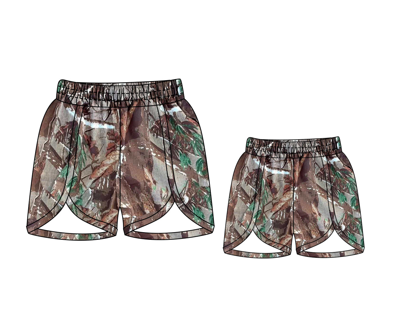 Green leaves camo adult women summer shorts