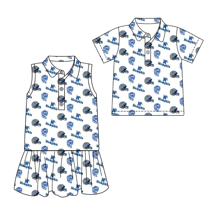 3.11 CUSTOM MOQ 5 Sibling Boys Baby Girls Summer Fashion Short Sleeve White Gray Hat Shirt Sleeveless Dress Team Clothes Sets