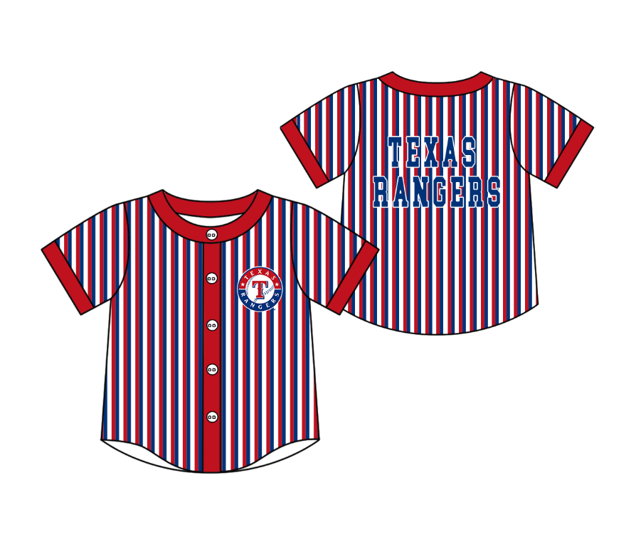 CUSTOM MOQ 5 Cute Kids Clothing Baby Kids Red Blue T Stripe Short Sleeve Team T-shirts Top
