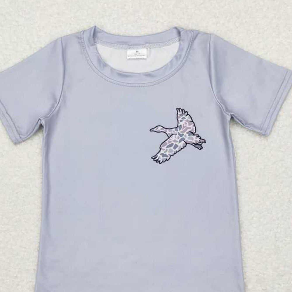 USA Shop (in stock) BT0462 Baby Boys Summer Tops Grey short sleeves camo duck boy shirt